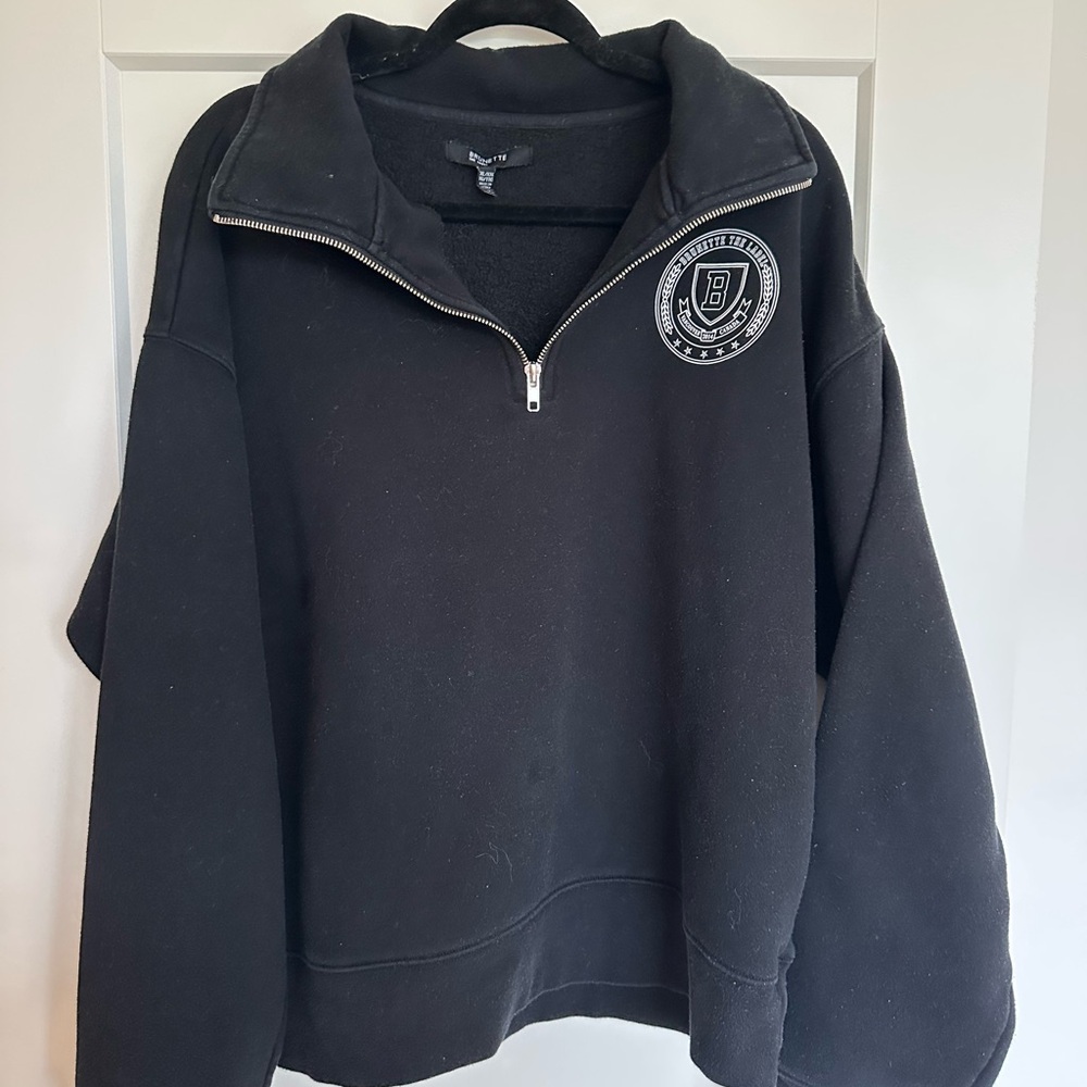 Brunette The Label Black Zip-Up Sweater